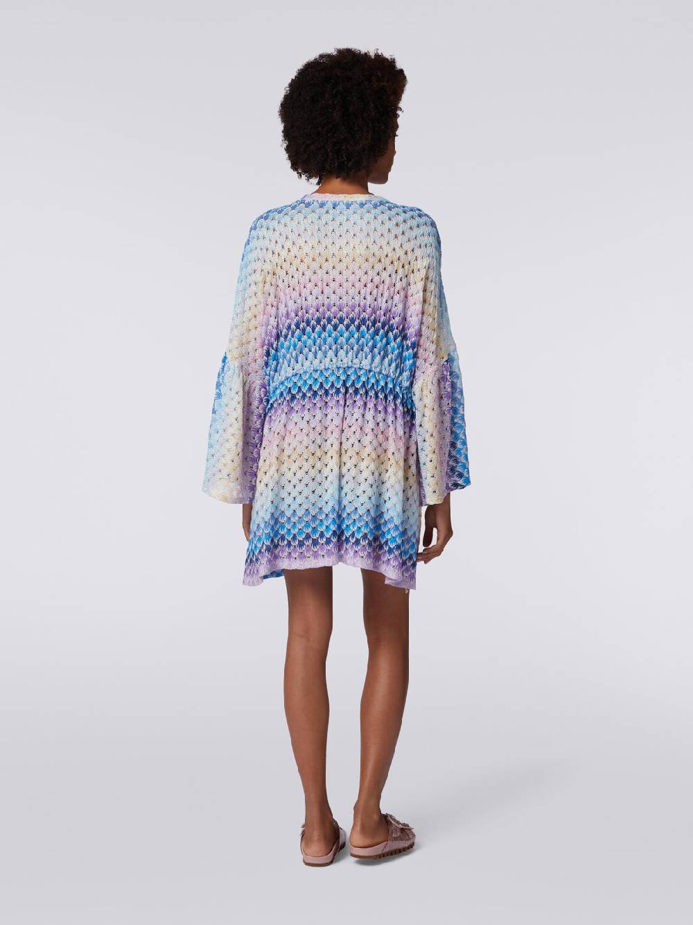 M Missoni Caftano copricostume corto effetto pizzo con lurex Spedizione Gratuita