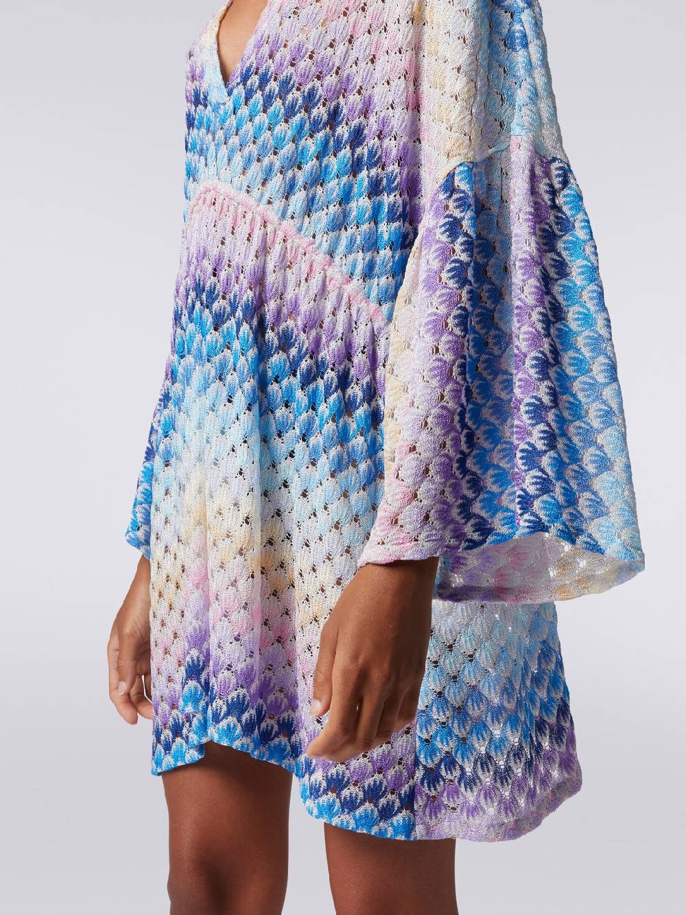 M Missoni Caftano copricostume corto effetto pizzo con lurex Spedizione Gratuita