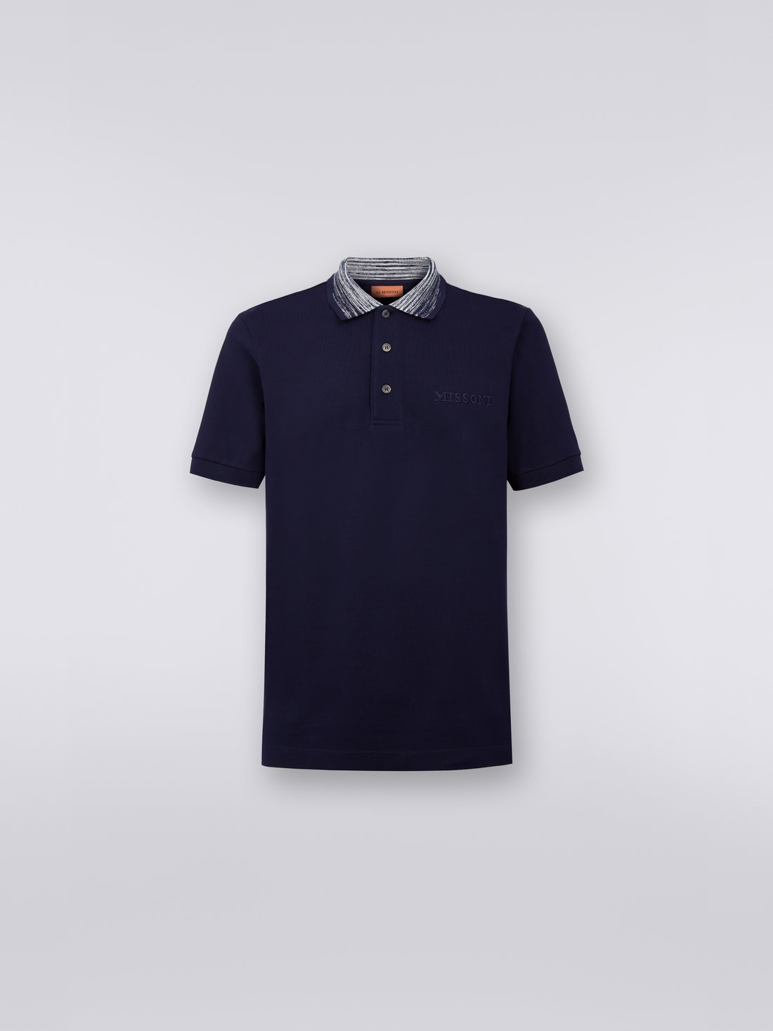 M Missoni Polo in cotone con colletto fiammato e scritta logo Pezzi Unici