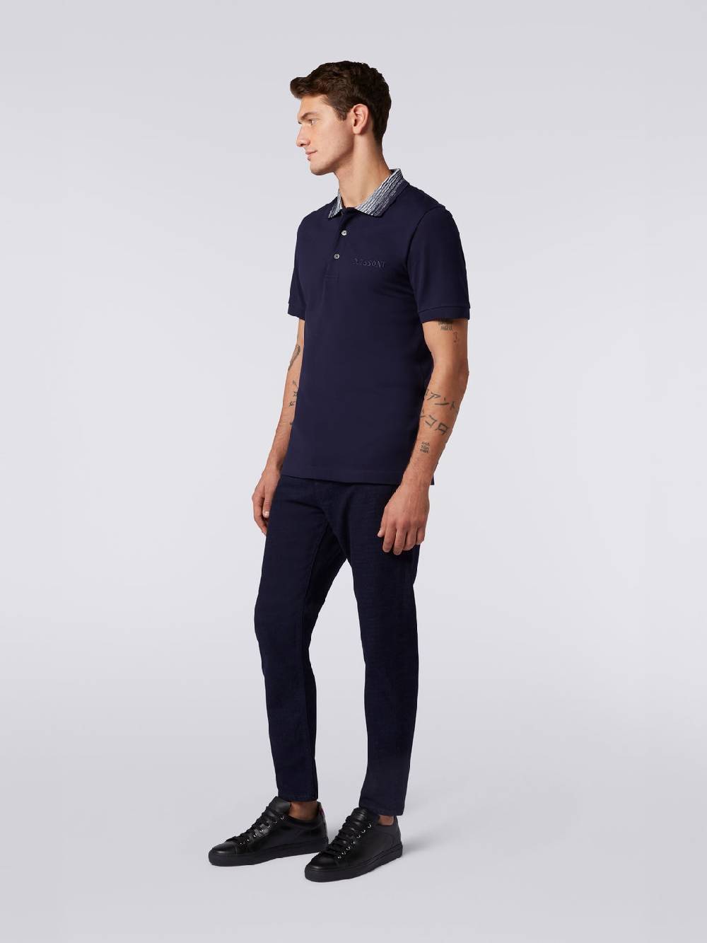 M Missoni Polo in cotone con colletto fiammato e scritta logo Pezzi Unici