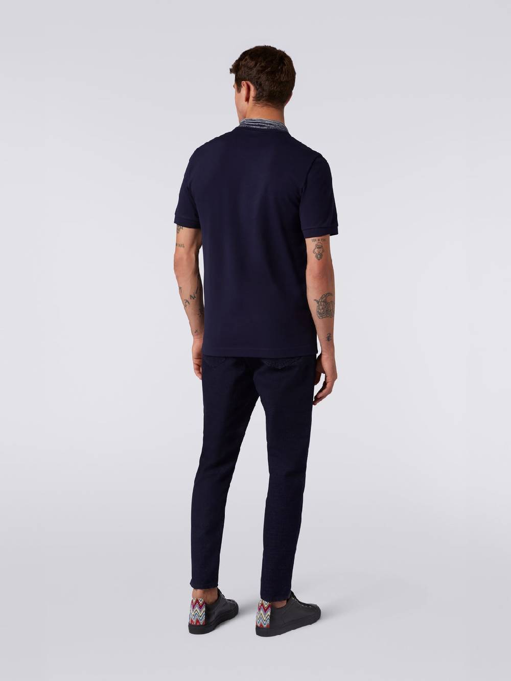 M Missoni Polo in cotone con colletto fiammato e scritta logo Pezzi Unici