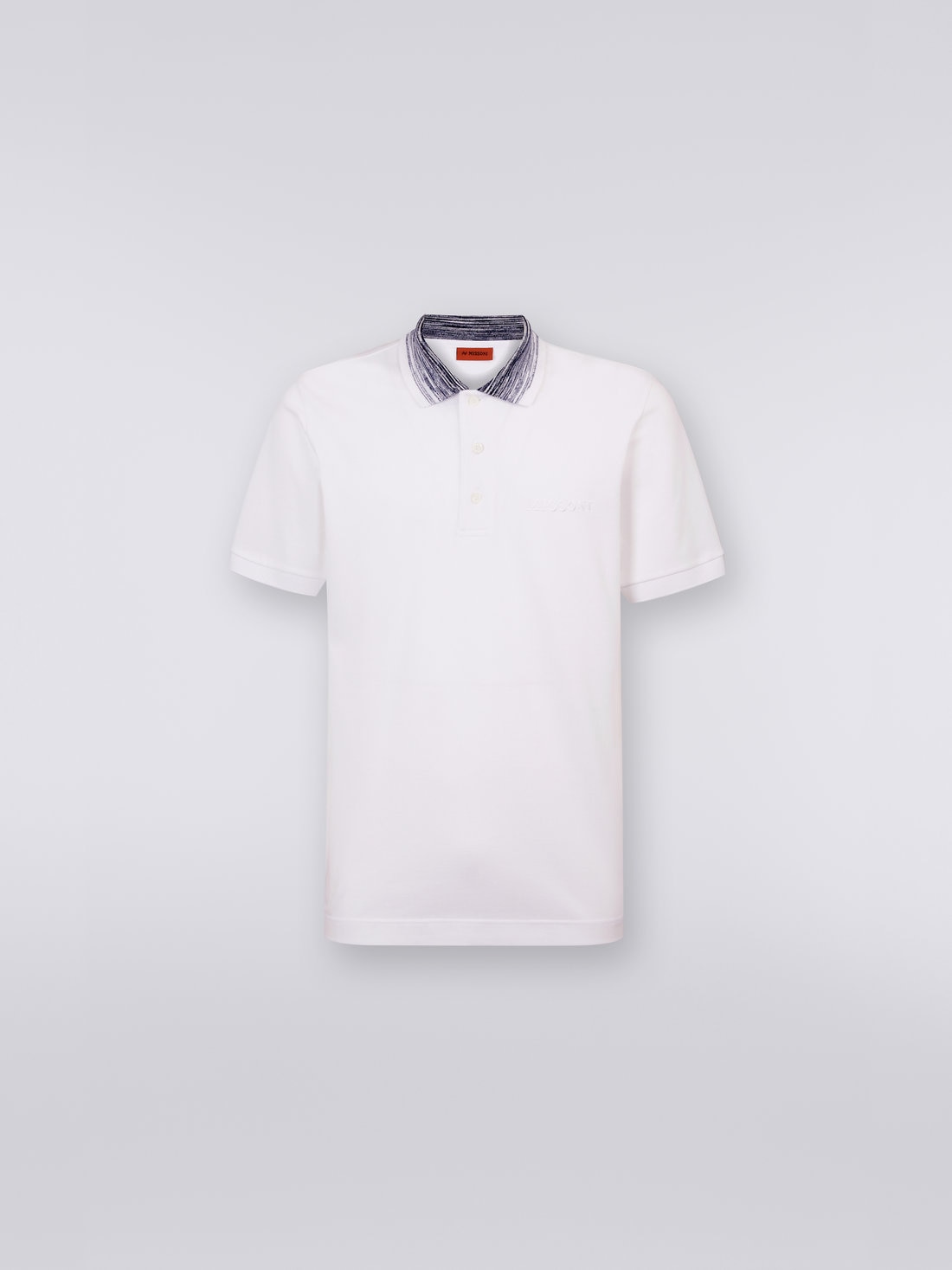 M Missoni Polo in cotone con colletto fiammato e scritta logo Soddisfazione Garantita