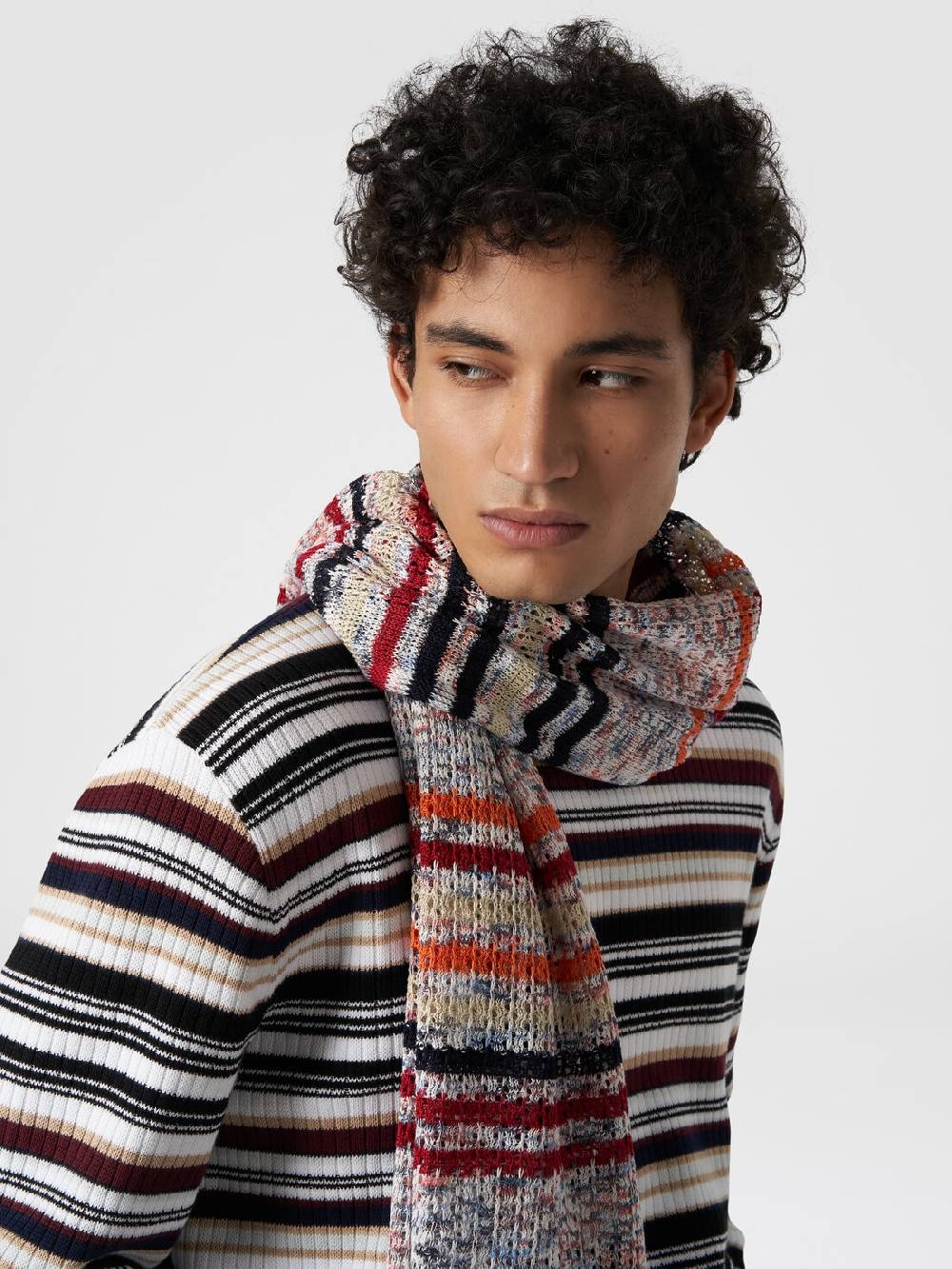 M Missoni Sciarpa in cotone fiammato con motivo a righe Economico