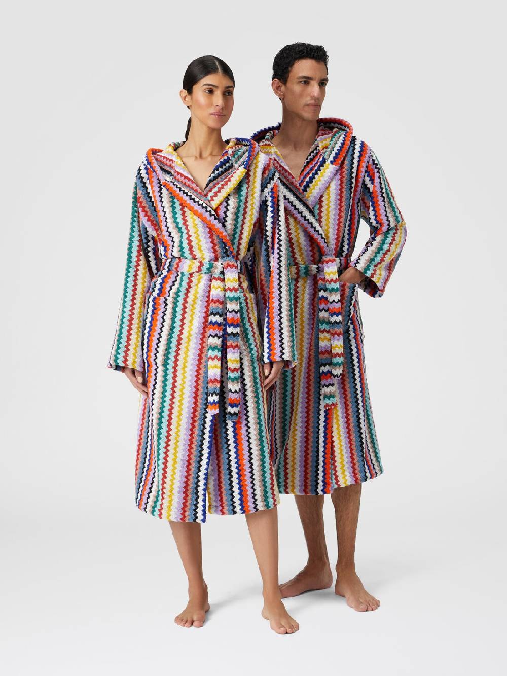 M Missoni Accappatoio Riverbero in spugna di cotone zig zag Vendita Economica