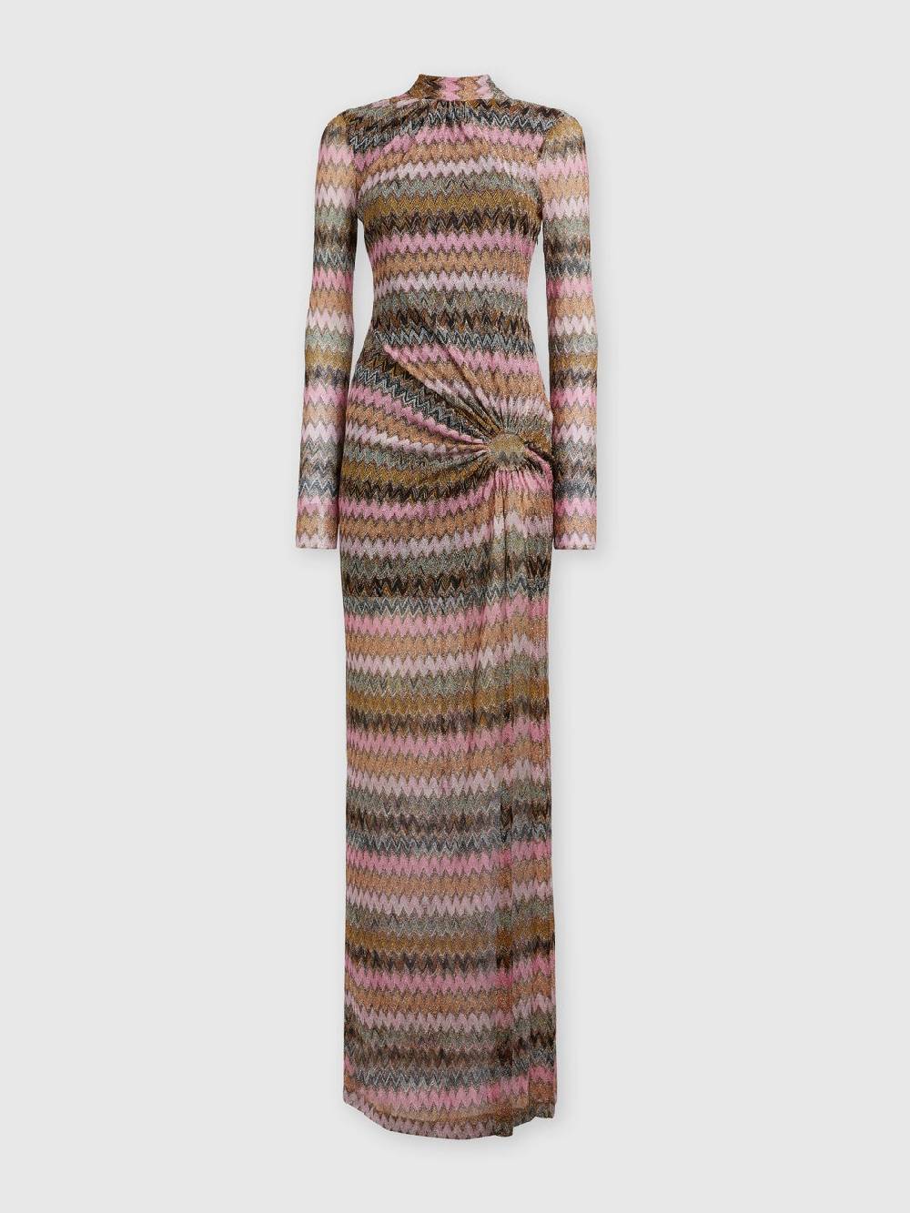 M Missoni Abito lungo in viscosa chevron e lurex con dettaglio cut out 2025