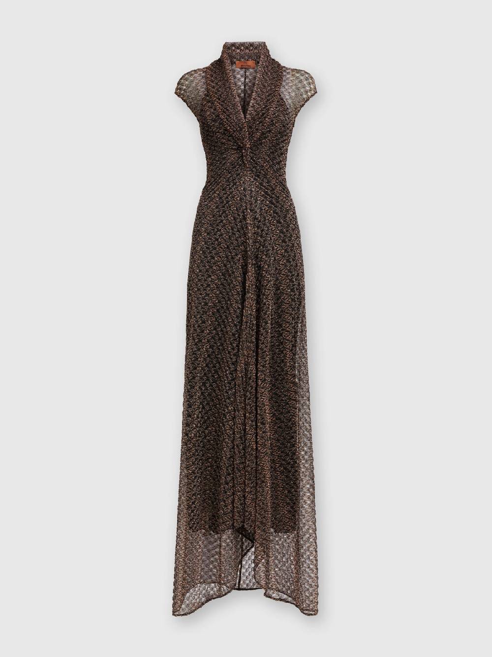 M Missoni Abito lungo in pizzo lamé con scollatura torchon In Linea