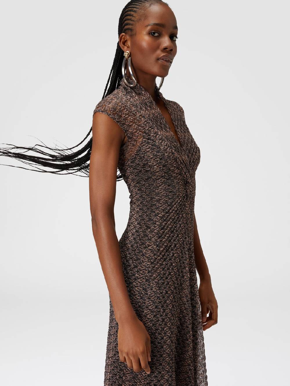 M Missoni Abito lungo in pizzo lamé con scollatura torchon In Linea