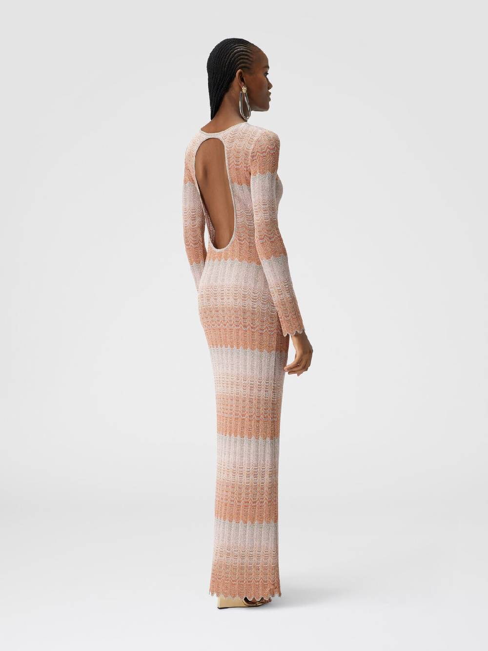 M Missoni Abito lungo con motivo greca lamé Nuovo