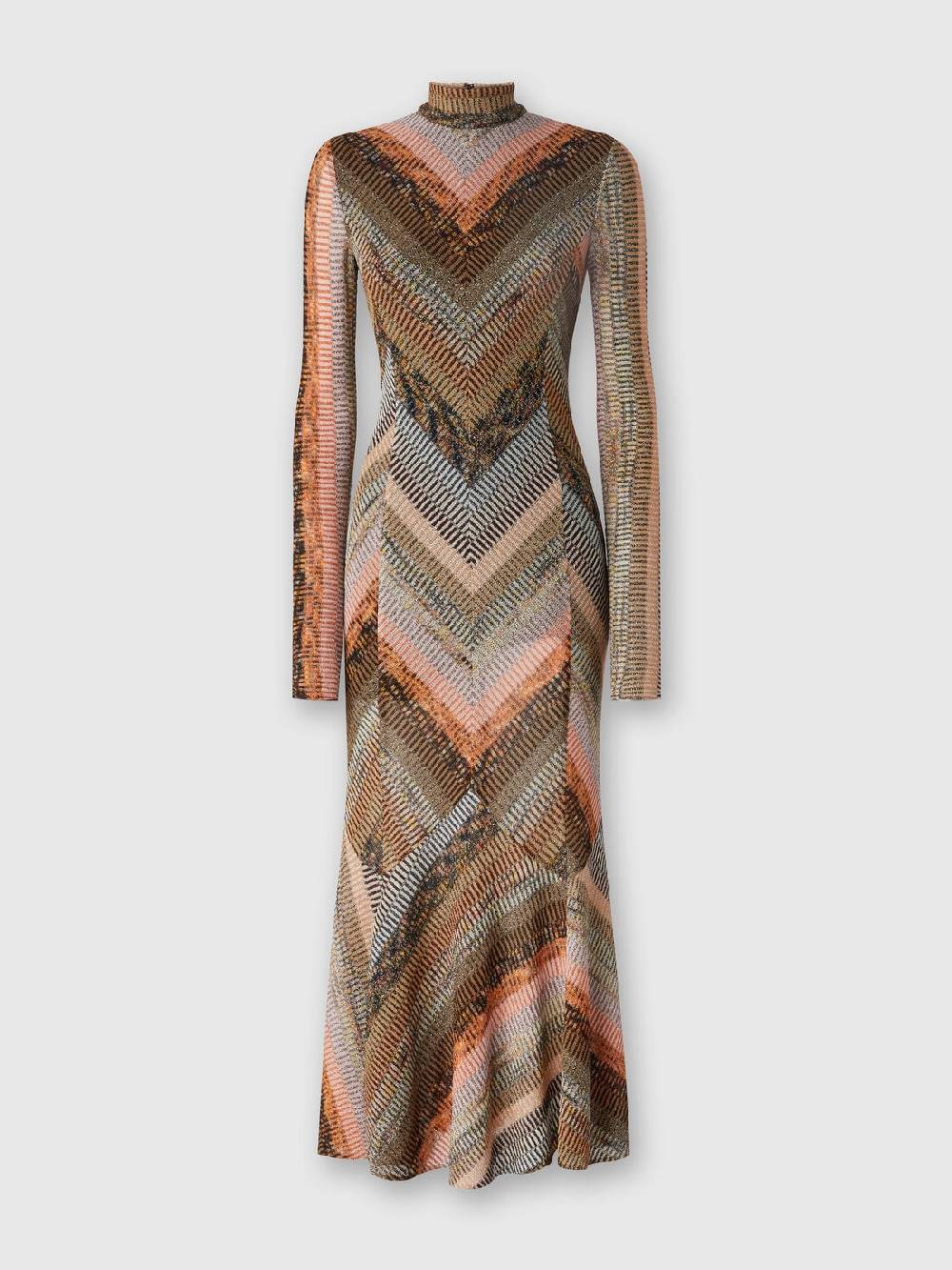 M Missoni Abito lungo con fondo svasato e collo a lupetto con zip Qualità