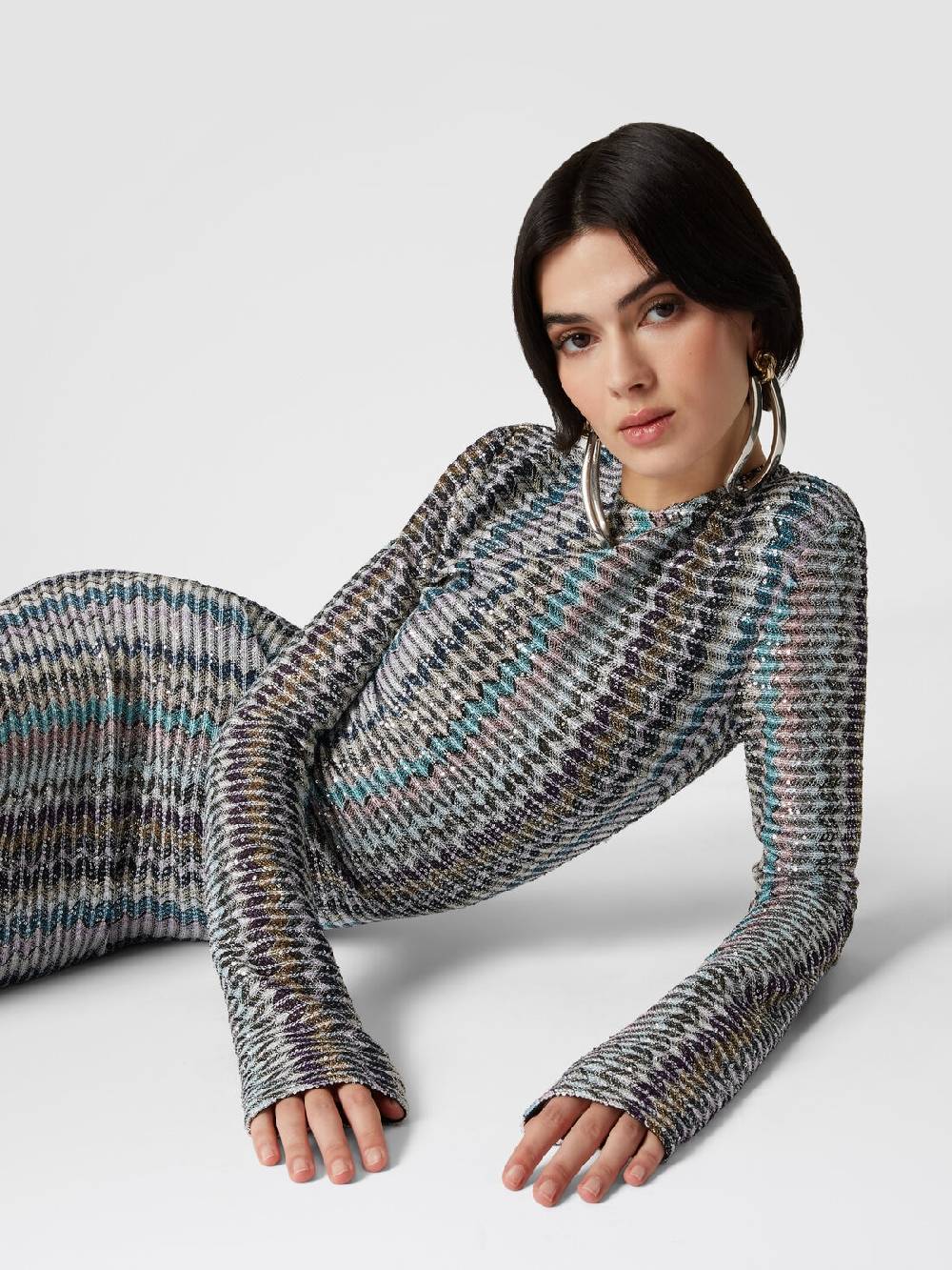 M Missoni Abito lungo con paillettes e dettaglio cut out Pezzi Unici