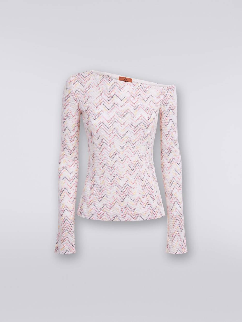 M Missoni Pullover in lana e viscosa chevron con scollatura asimmetrica Soddisfazione Garantita