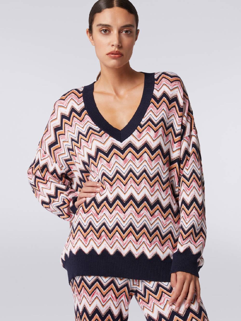 M Missoni Maglia oversize zig zag con profili a contrasto Qualità Garantita