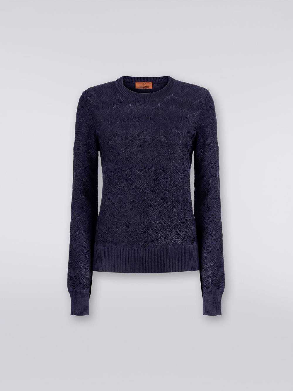 M Missoni Pullover girocollo in viscosa e lana chevron Negozi Online
