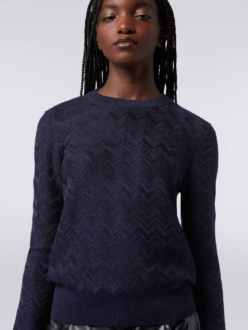 M Missoni Pullover girocollo in viscosa e lana chevron Negozi Online