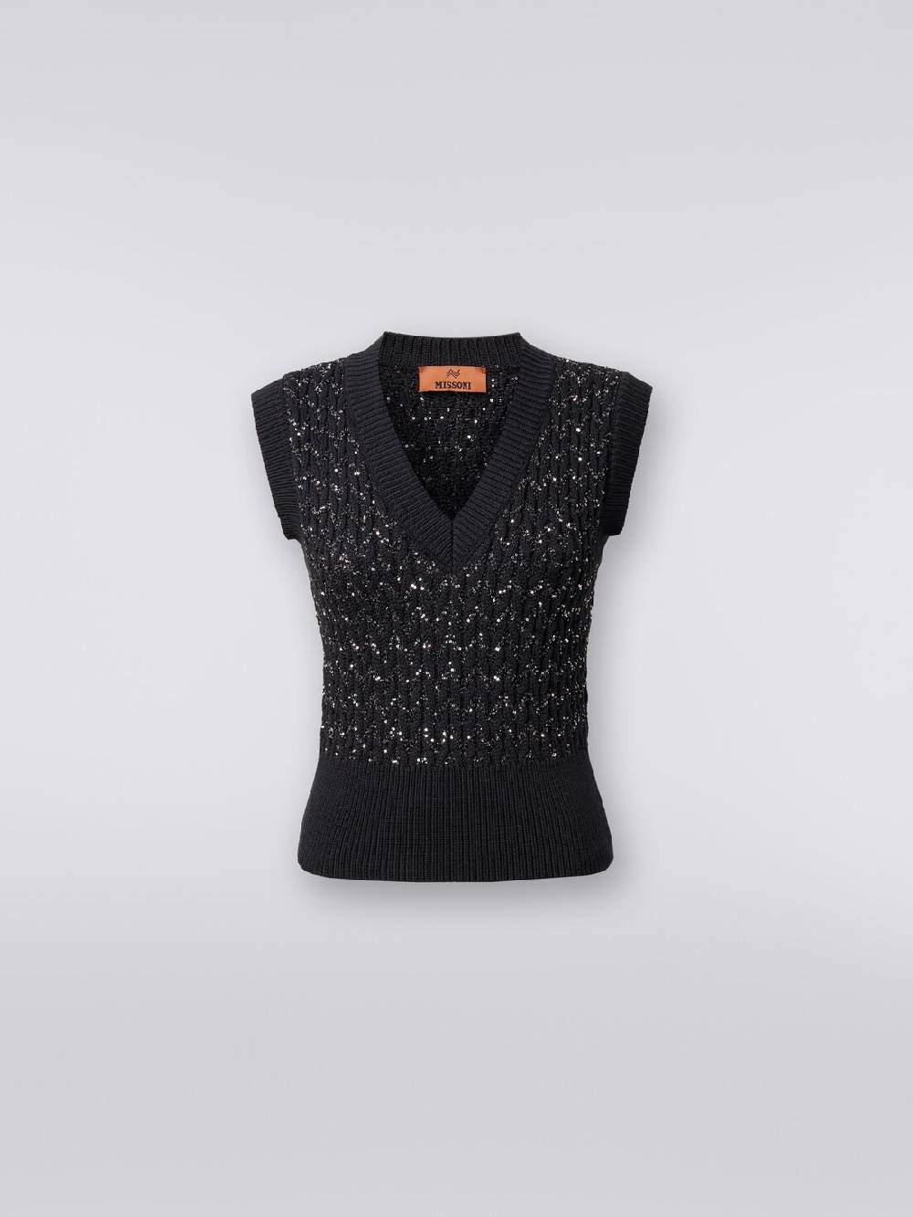 M Missoni Gilet in misto cotone con paillettes e lavorazione a treccia Acquista Ora