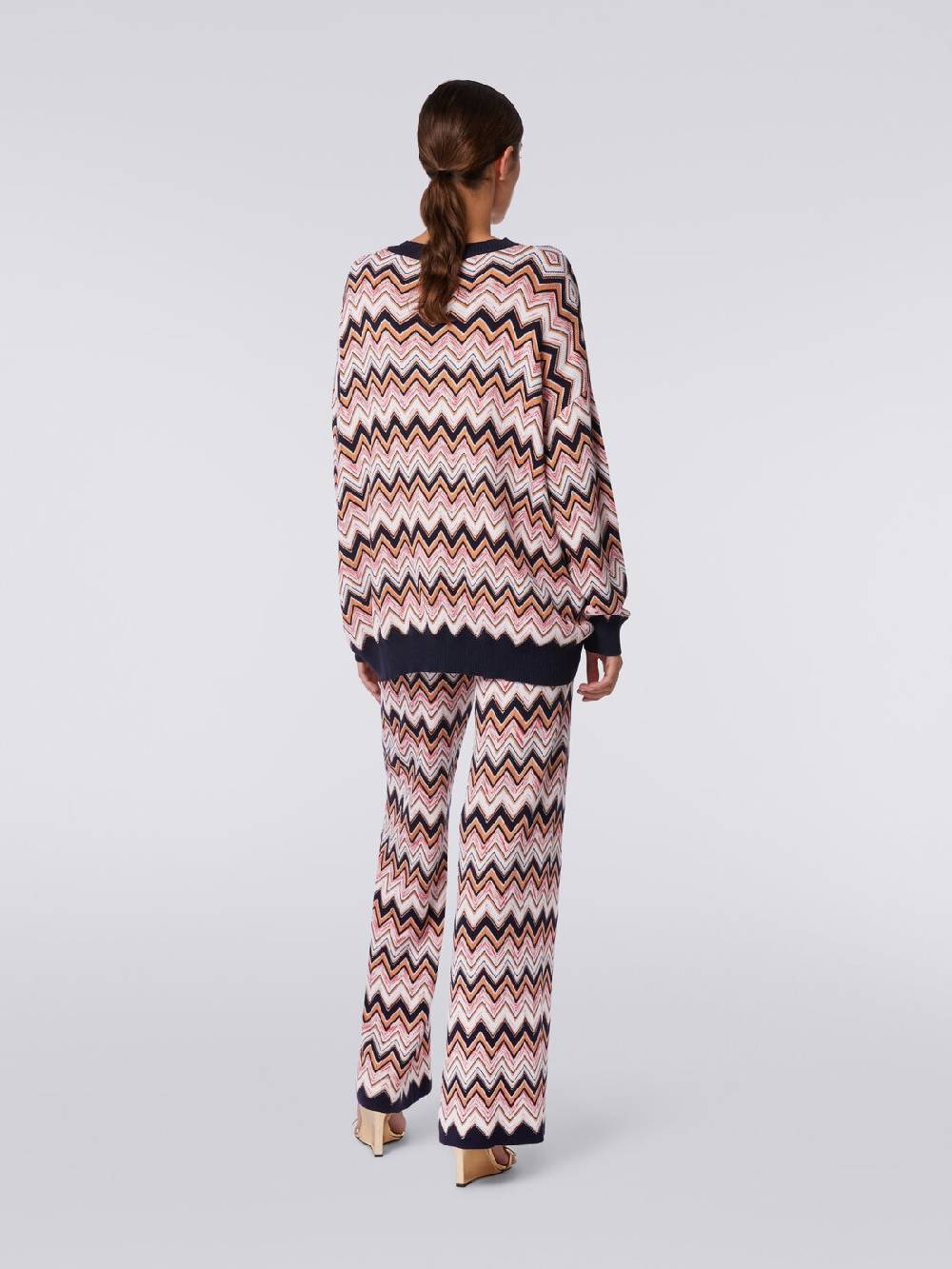 M Missoni Pantaloni a palazzo in lana e viscosa chevron Prezzo Ridotto