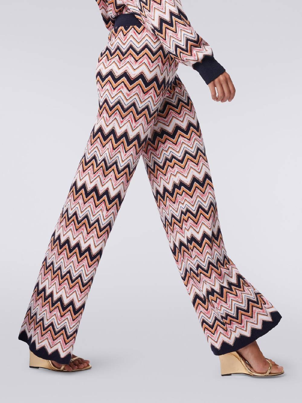 M Missoni Pantaloni a palazzo in lana e viscosa chevron Prezzo Ridotto