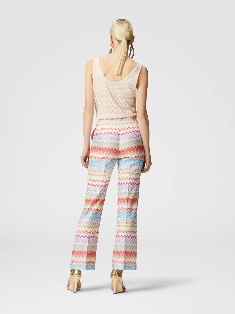 M Missoni Pantaloni capri in maglia chevron lamé con paillettes Sottocosto