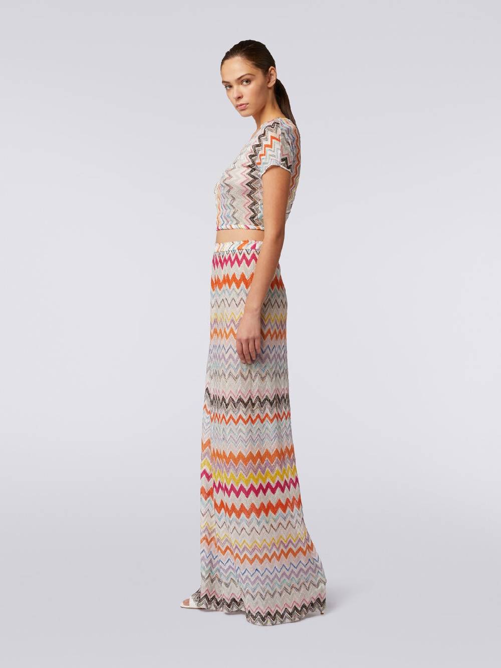 M Missoni Pantaloni a palazzo in misto viscosa chevron lamé Presa