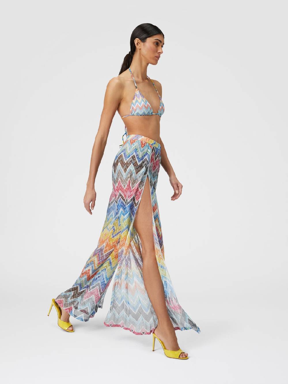 M Missoni Pantapalazzo con stampa zig zag e lurex Sconto