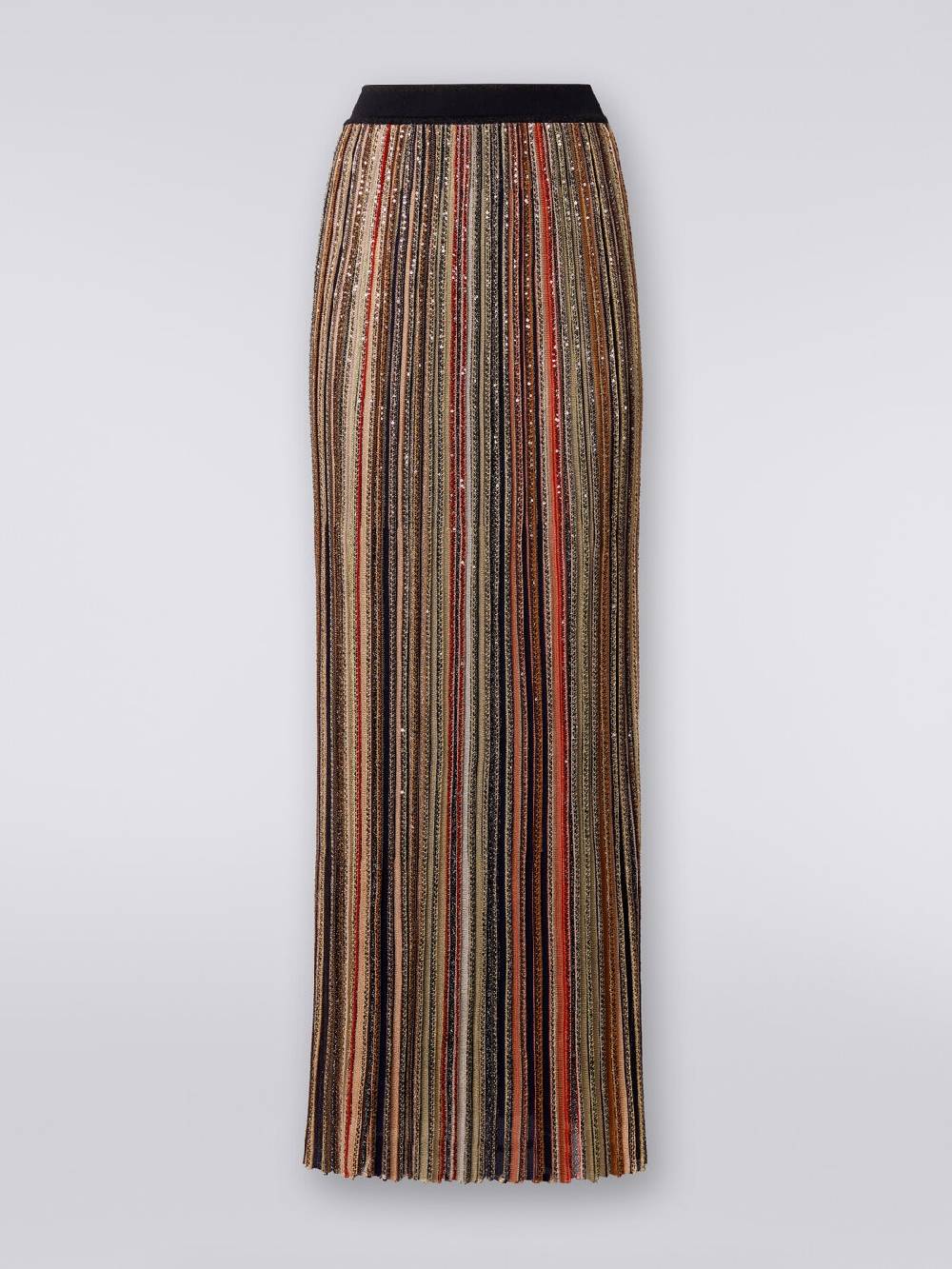 M Missoni Gonna lunga plissée a righe verticali con paillettes Spedizione Gratuita
