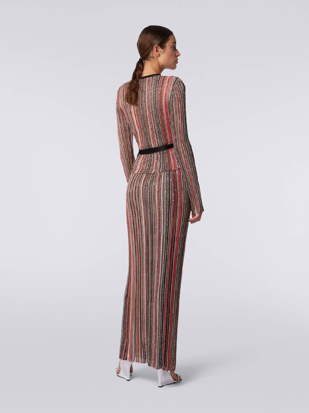 M Missoni Gonna lunga plissée a righe verticali con paillettes Spedizione Gratuita