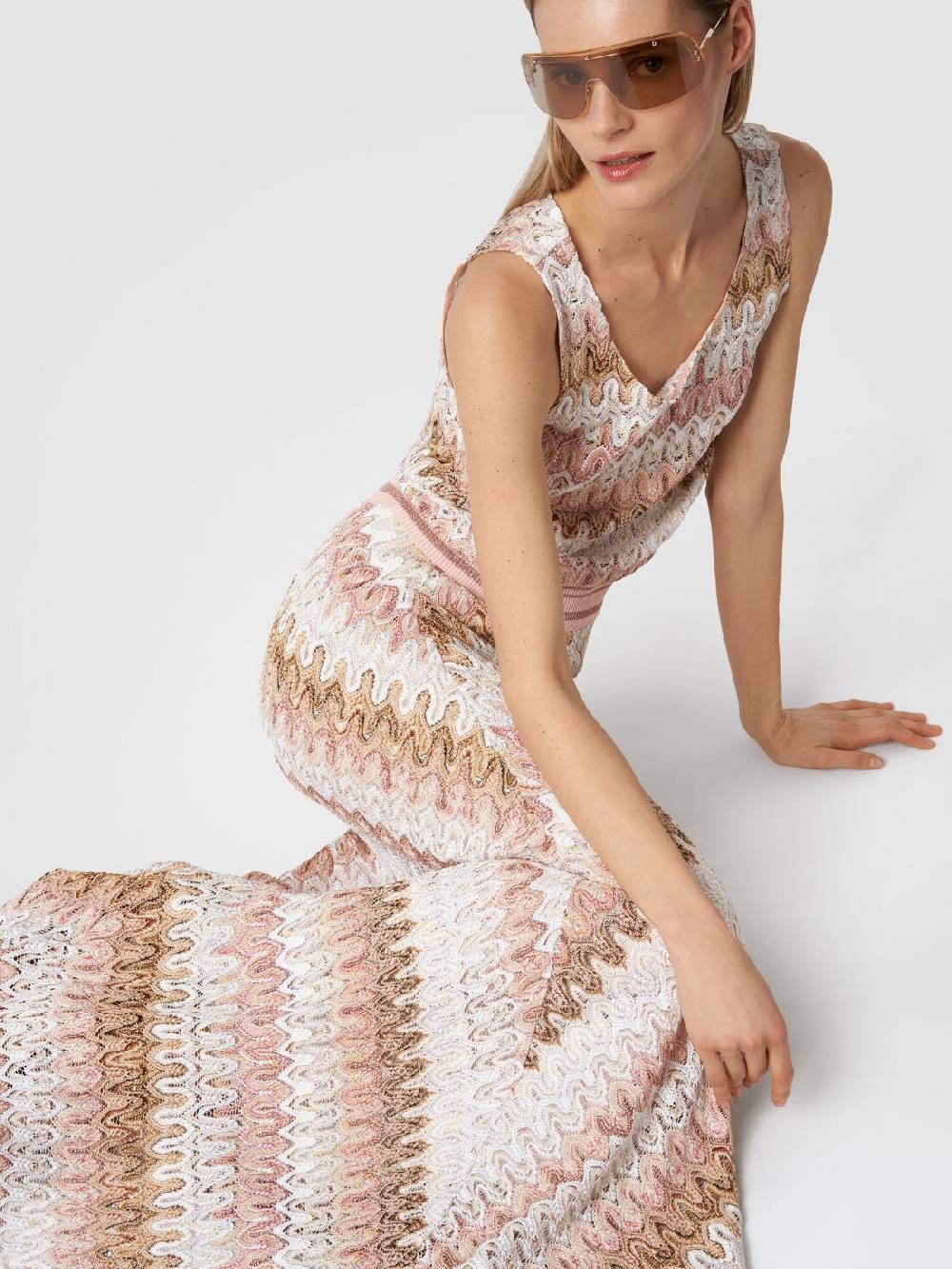 M Missoni Gonna lunga in misto viscosa lamé effetto pizzo Offerte