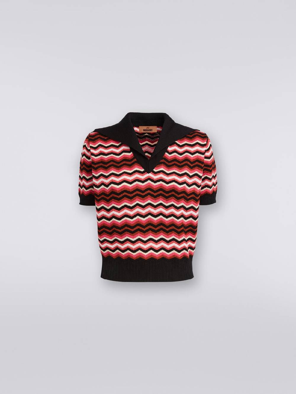 M Missoni Maglia a maniche corte chevron con profili a contrasto Vendita Calda