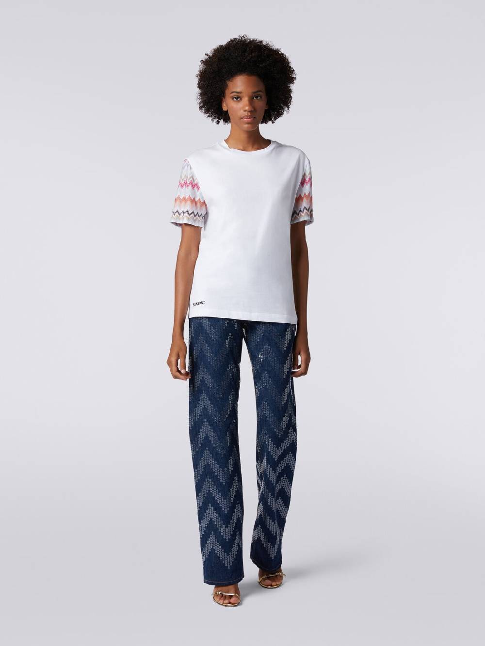 M Missoni T-shirt girocollo in cotone con inserti zig zag I Più Venduti