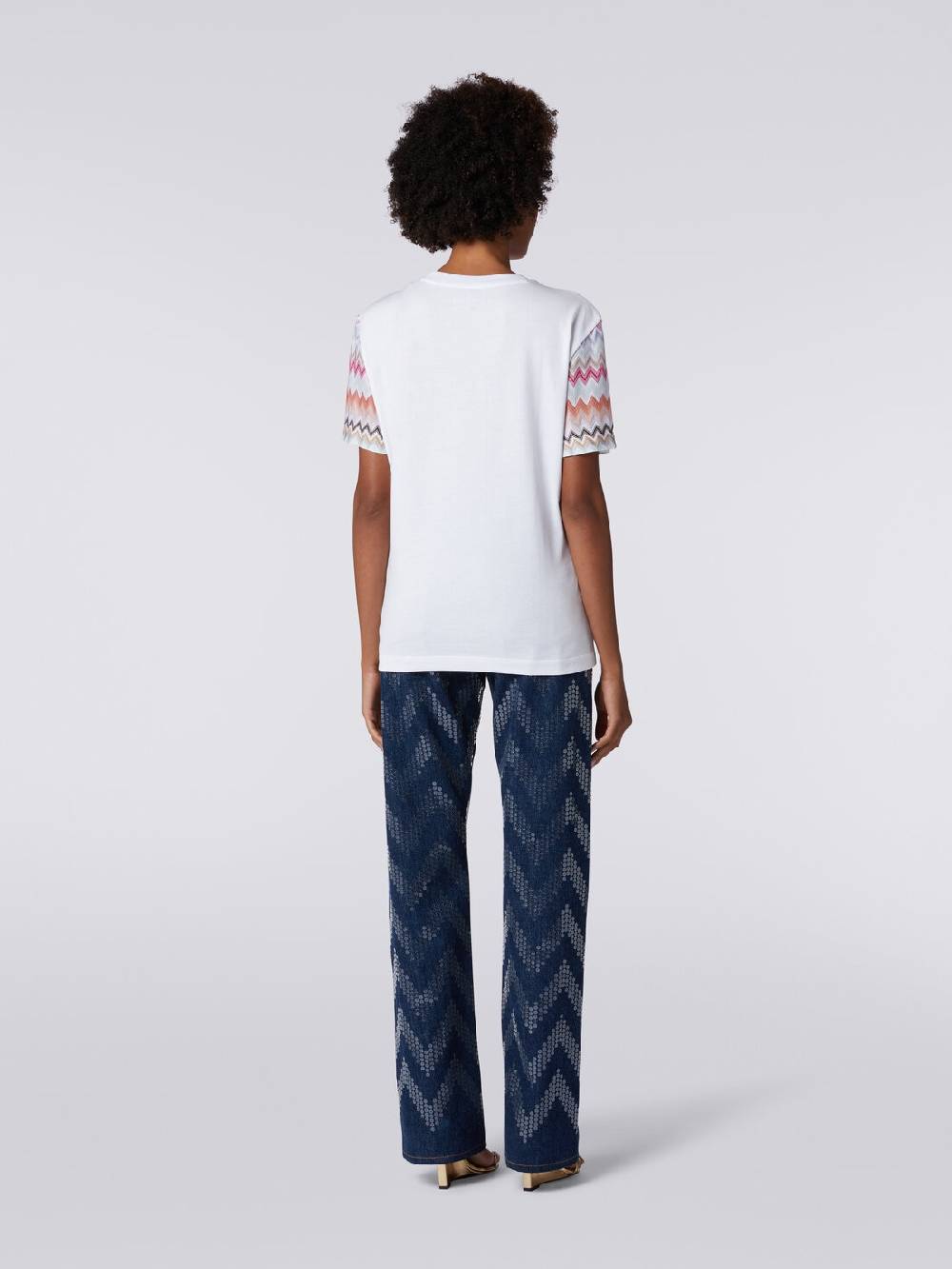 M Missoni T-shirt girocollo in cotone con inserti zig zag I Più Venduti