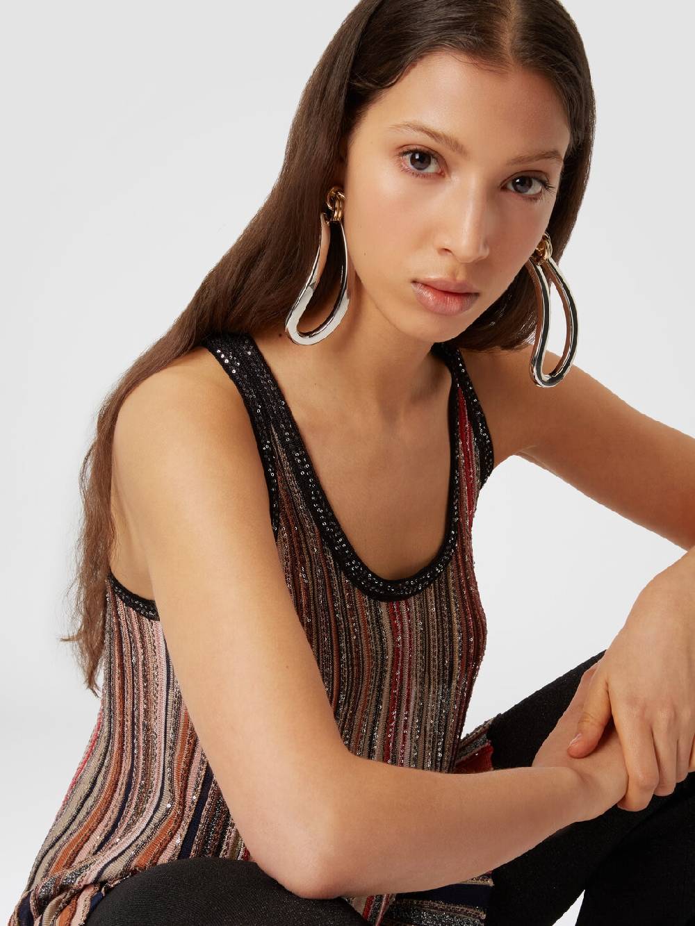 M Missoni Canottiera in maglia a righe verticali con paillettes Vendite Flash