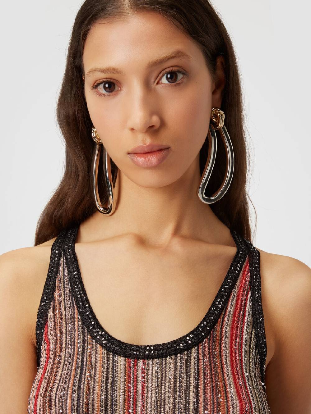 M Missoni Canottiera in maglia a righe verticali con paillettes Vendite Flash