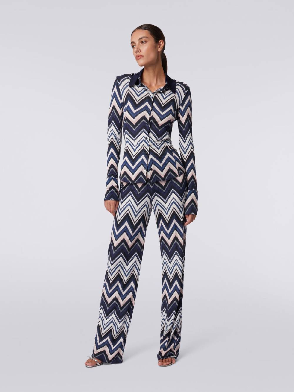 M Missoni Camicia in viscosa con stampa zig zag