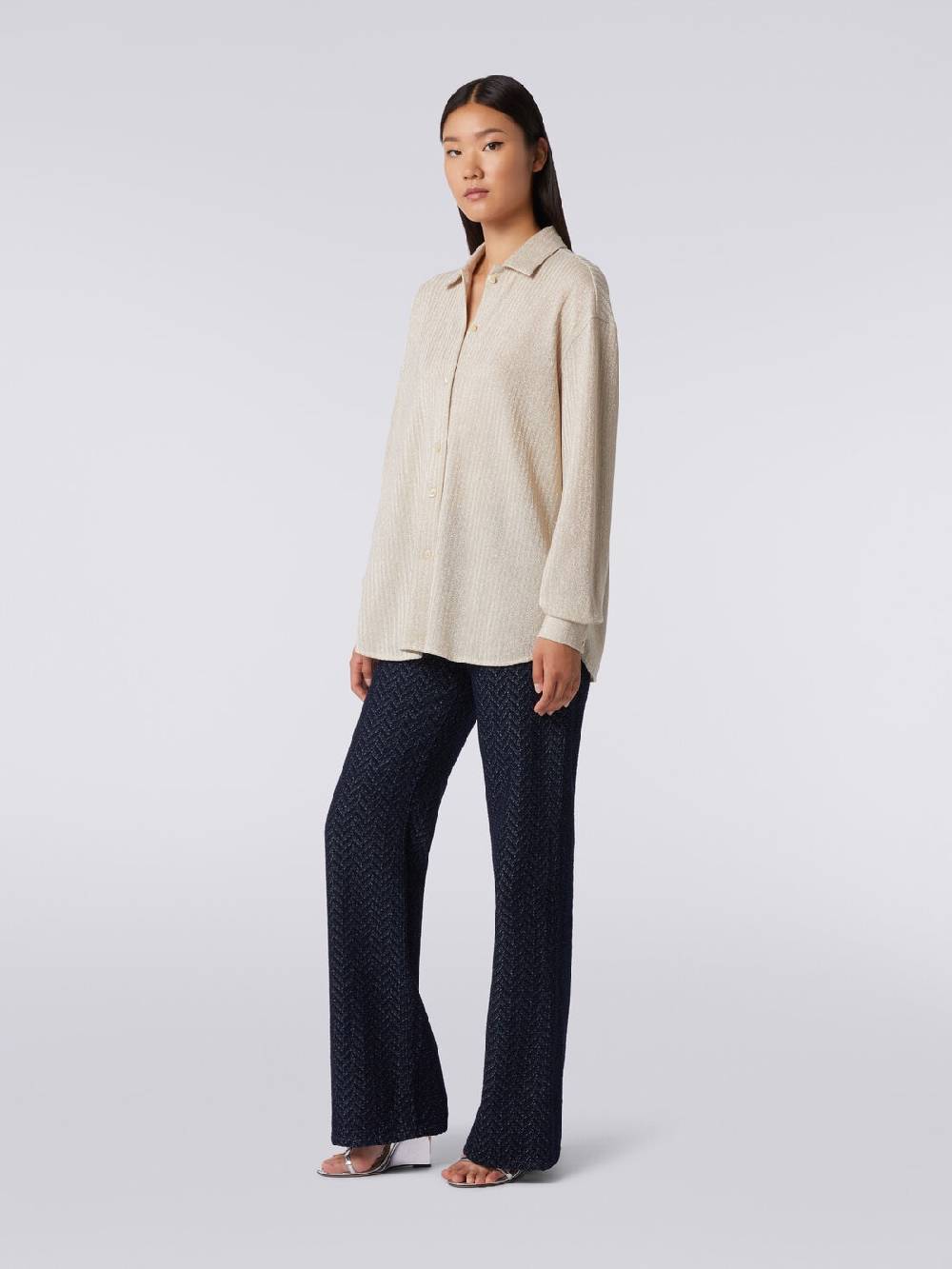M Missoni Camicia oversize in cotone e viscosa lamé 2025