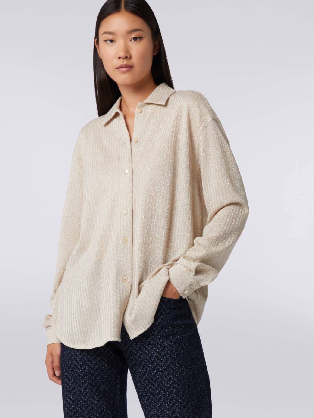 M Missoni Camicia oversize in cotone e viscosa lamé 2025