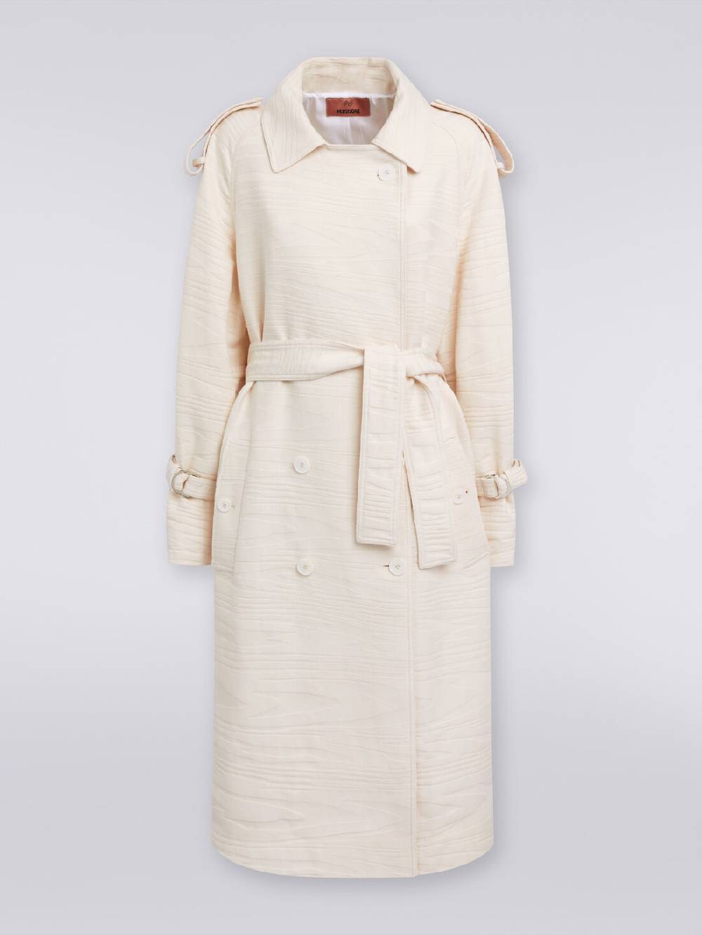 M Missoni Trench in canvas di cotone jacquard fimmato Sconto