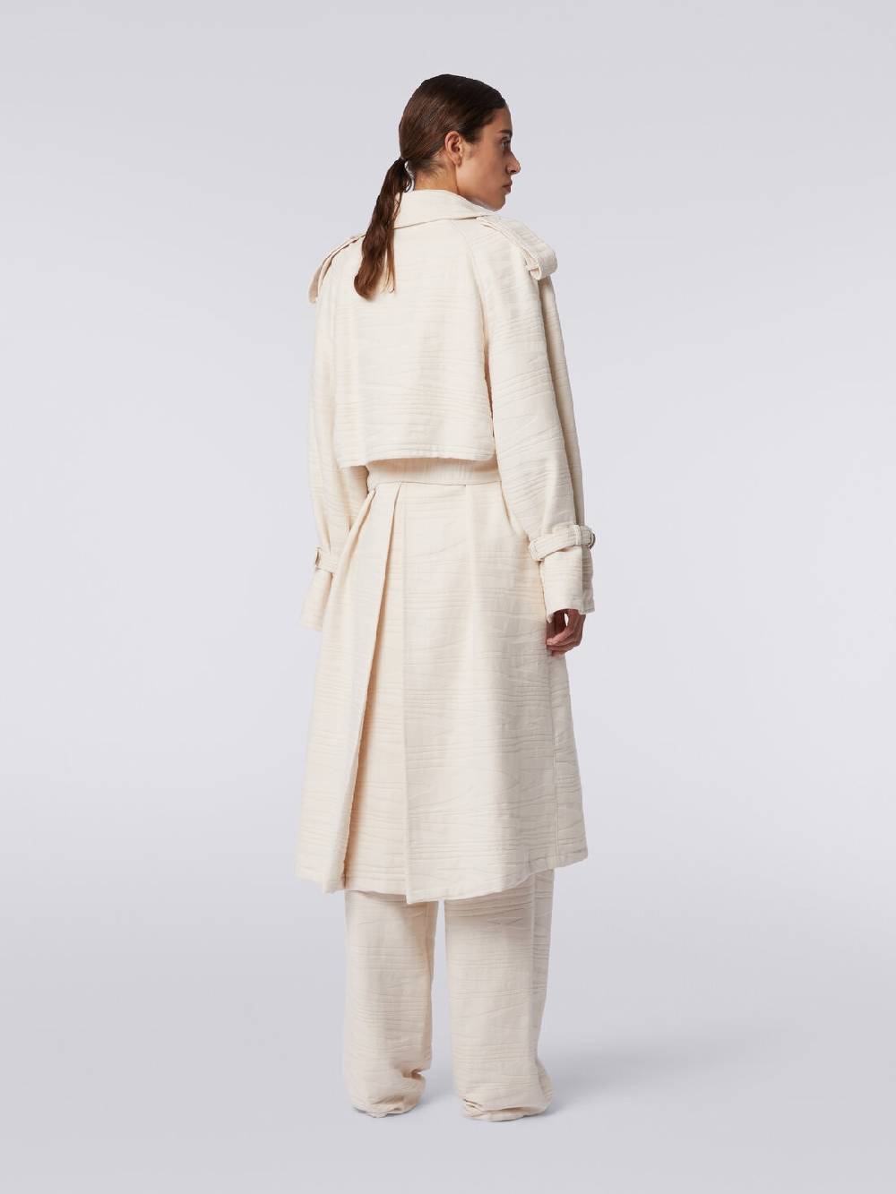 M Missoni Trench in canvas di cotone jacquard fimmato Sconto