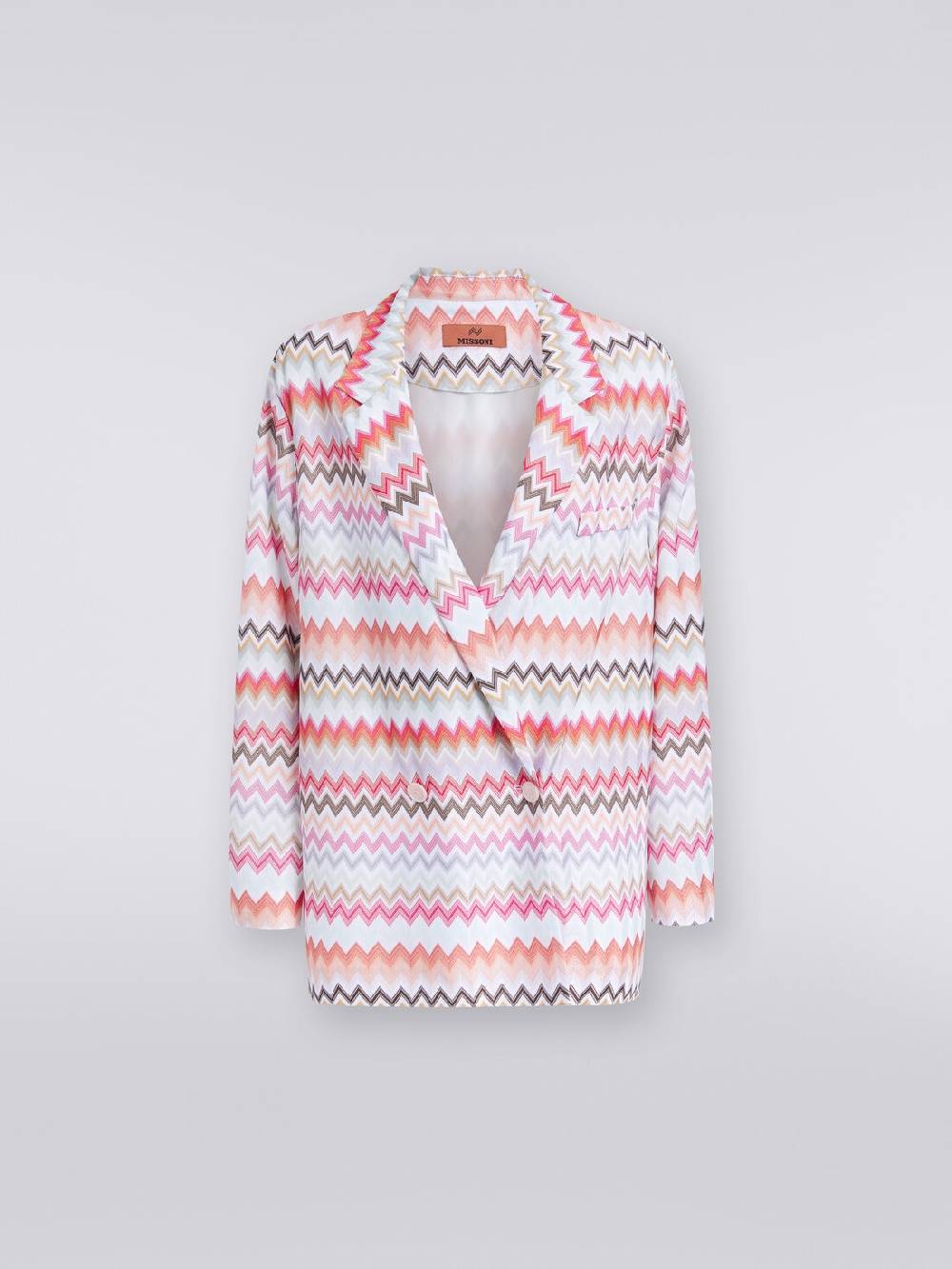 M Missoni Blazer doppiopetto in cotone e viscosa stampa zig zag Nuovo