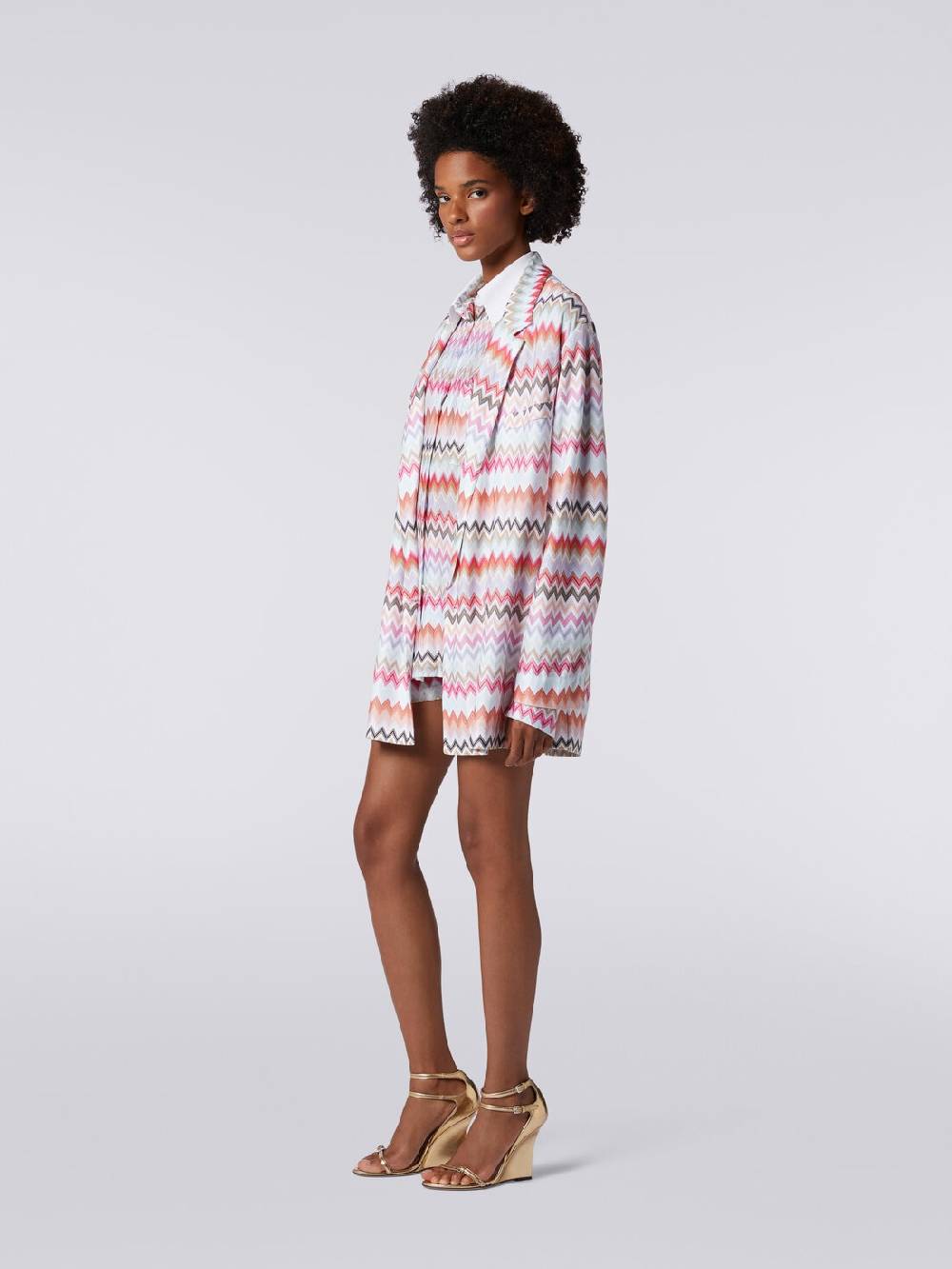 M Missoni Blazer doppiopetto in cotone e viscosa stampa zig zag Nuovo
