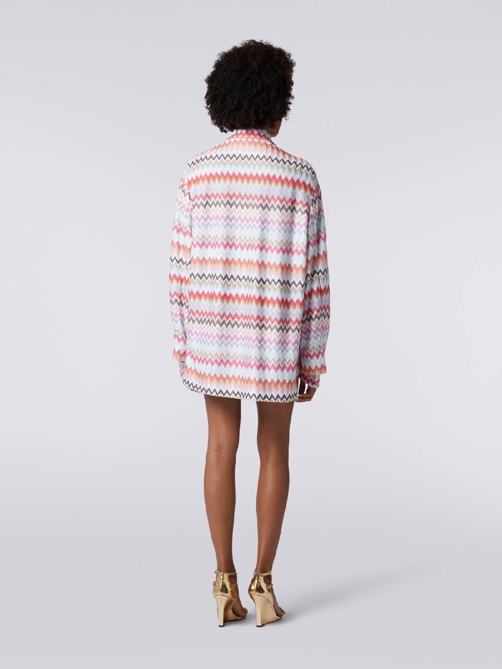 M Missoni Blazer doppiopetto in cotone e viscosa stampa zig zag Nuovo
