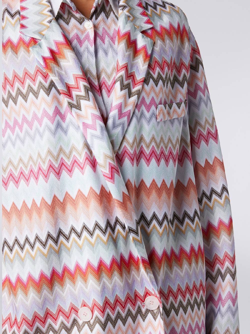 M Missoni Blazer doppiopetto in cotone e viscosa stampa zig zag Nuovo