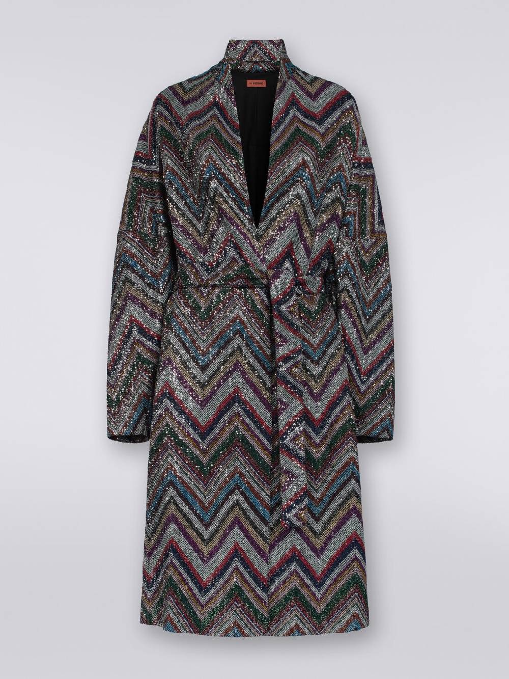 M Missoni Cappotto in misto viscosa chevron con paillettes Vendita