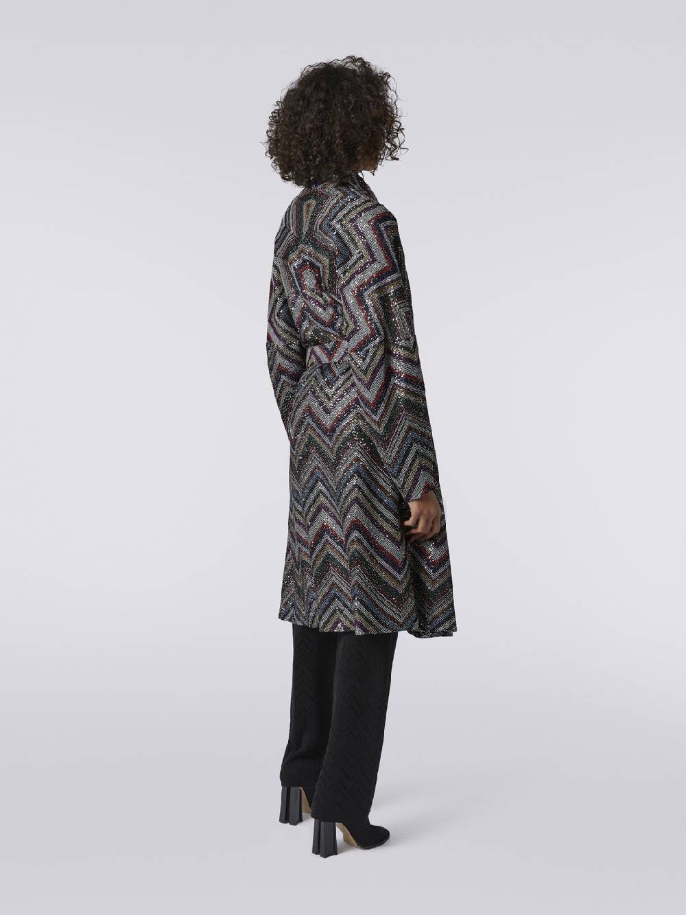 M Missoni Cappotto in misto viscosa chevron con paillettes Vendita