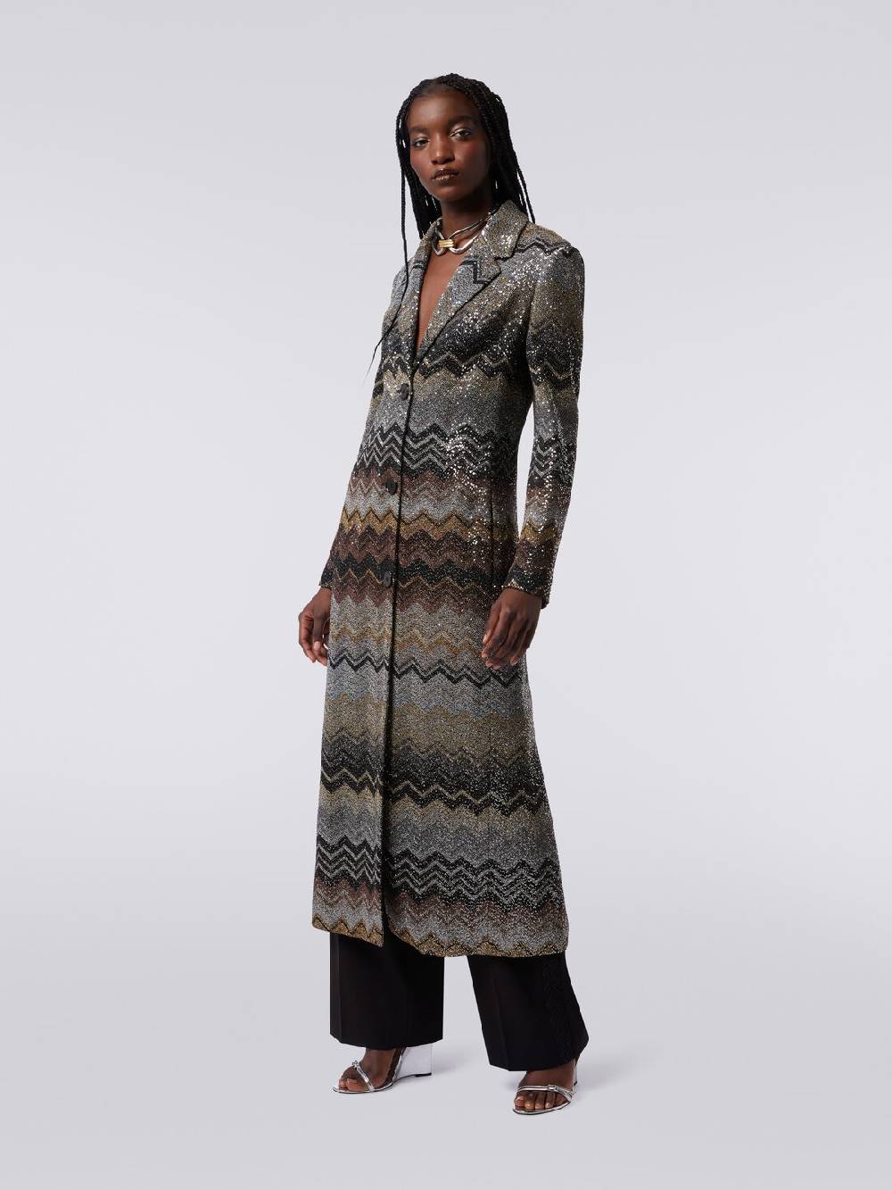 M Missoni Cappotto lungo in misto viscosa con paillettes Promozione