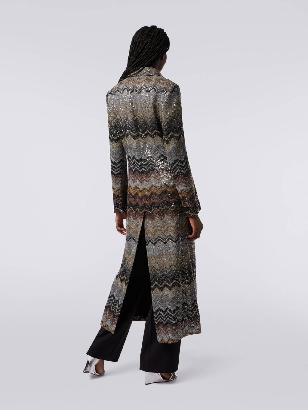 M Missoni Cappotto lungo in misto viscosa con paillettes Promozione