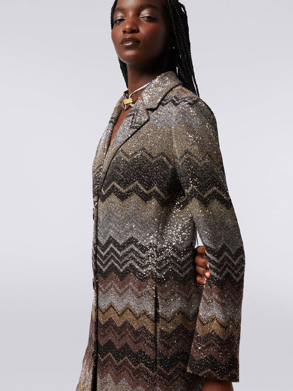 M Missoni Cappotto lungo in misto viscosa con paillettes Promozione