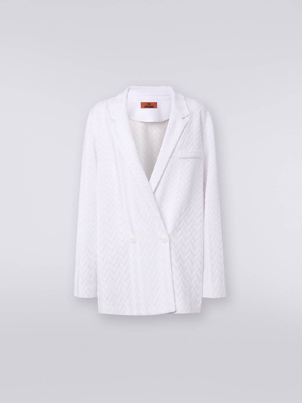 M Missoni Blazer doppiopetto in cotone e viscosa zig zag tonale Soddisfazione Garantita