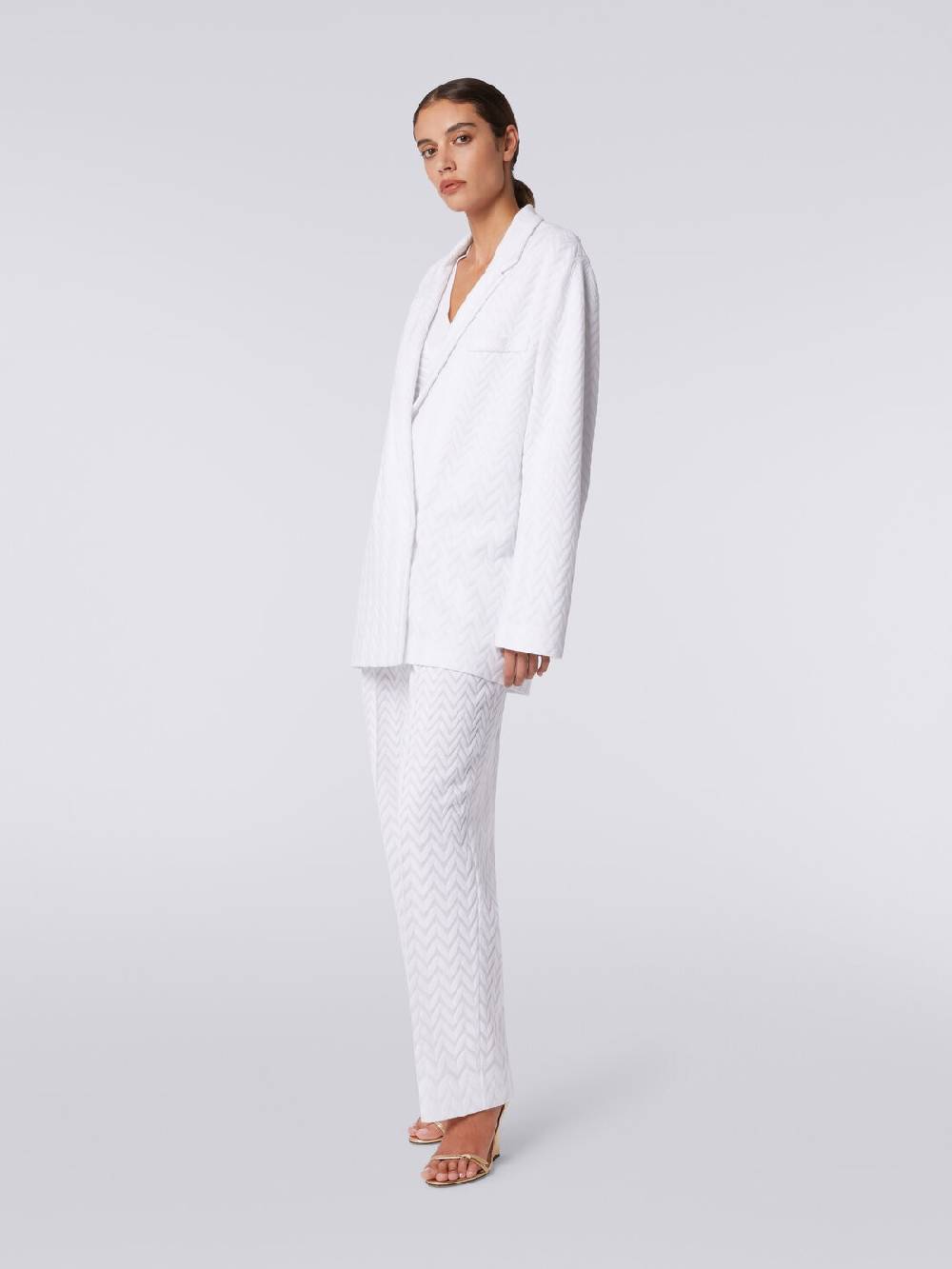 M Missoni Blazer doppiopetto in cotone e viscosa zig zag tonale Soddisfazione Garantita