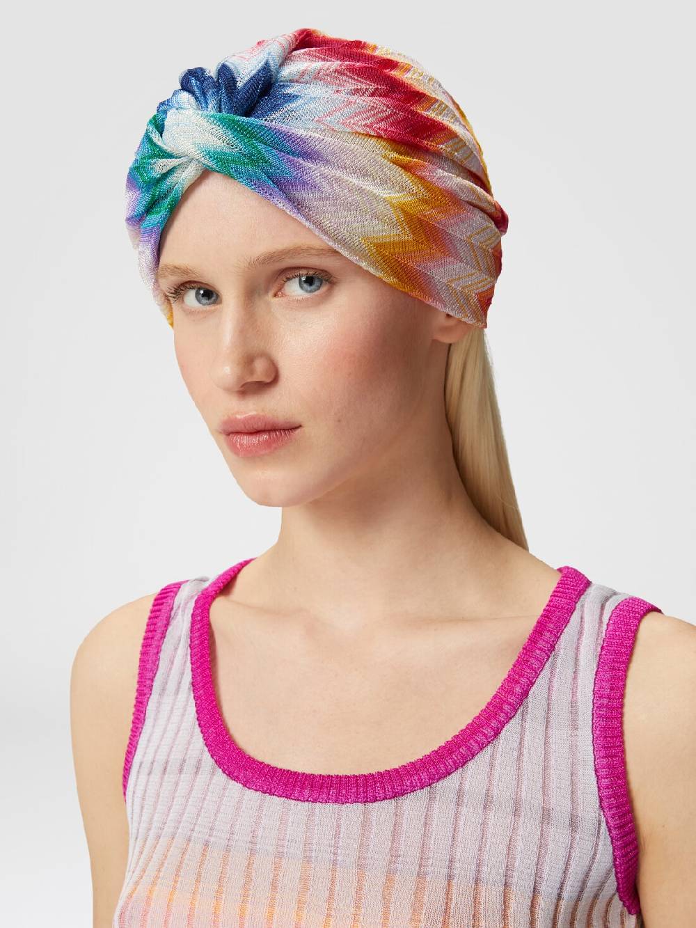M Missoni Turbante in viscosa chevron con lamé Acquista Ora