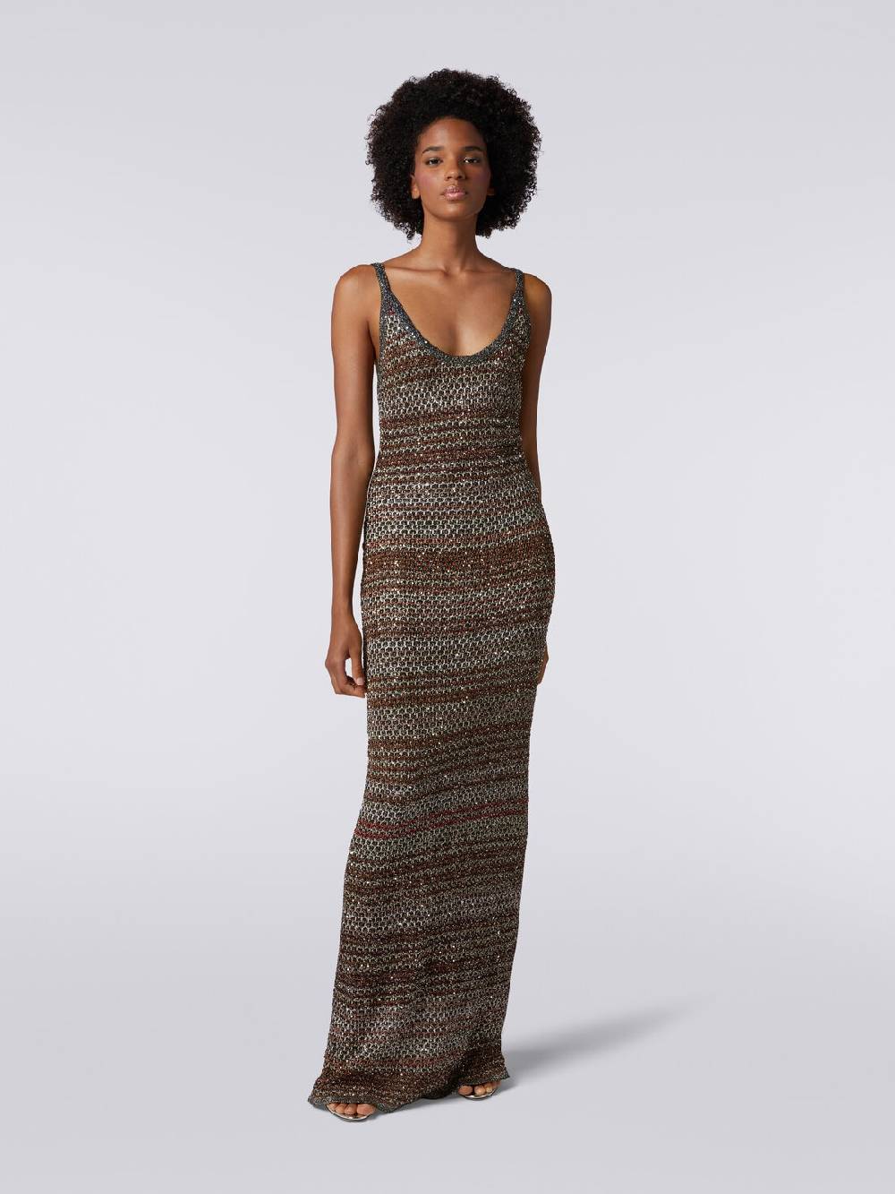 M Missoni Abito lungo in maglia zig zag con trama effetto uncinetto